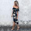 Elegant Women Floral Print Short Sleeve Boho Long Dress Evening Party Maxi Wrap Dress