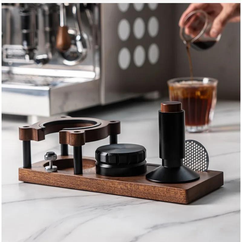 51/53/58mm Universal Wooden Coffee Tamper Station Base Tamper Holder Espresso Tamper Mat Non Slip for Coffee Barista Tool