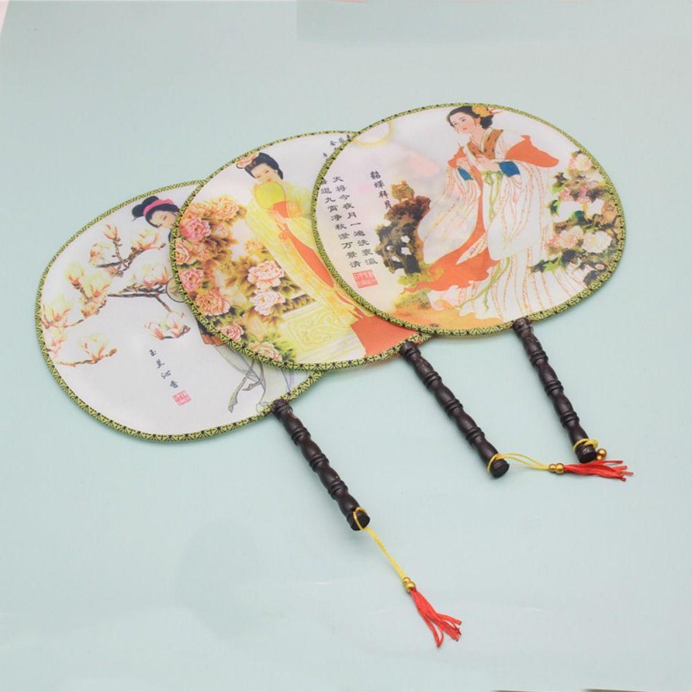 Цвет Случайный Антикварный Танцевальный Веер Дизайн с Кисточкой Реквизит Веер Классический Круглый Веер Аксессуары для Ханьфу