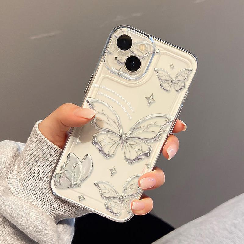 Простая линейная бабочка для чехла iPhone17promax space phone case Apple 16 прозрачный 14/15 всесторонний x