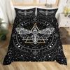 Butterfly And Death Moth Duvet Cover Queen Gothic Skull Flower Star Sky Moon Bedding Set Polyester Boho Exotic Black Quilt Cover