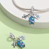 S925 Silver Travel Vacation Airplane Luggage Tag Pendant DIY  Beaded Charm Accessory