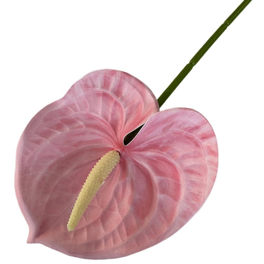 Soft Rubber Artificial Small Anthurium 60cm Simulation Plant Faux Red Palm  Home Decoration