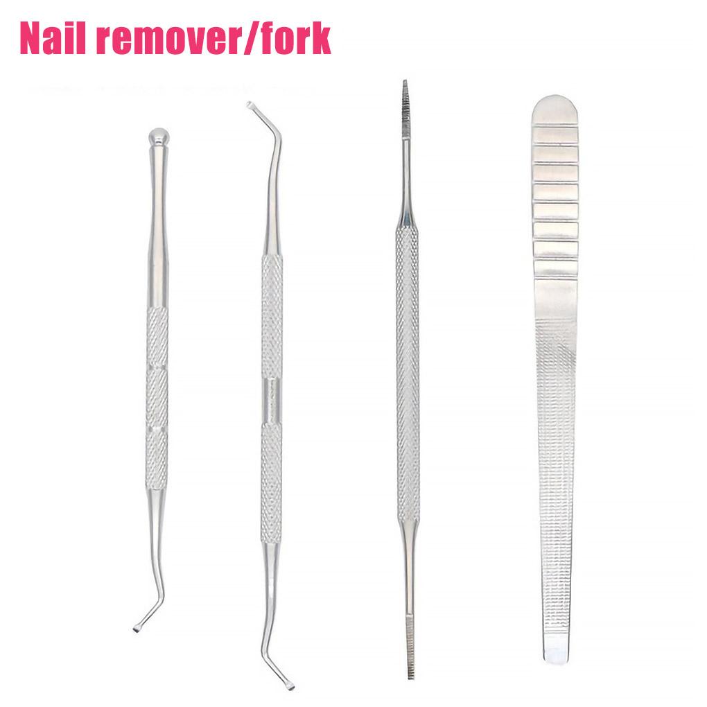 Dual-head Nail Cuticle Pusher Spoon Stainless UV Gel Polish Removal Trimmer Dead Skin Grinding Rod Manicure Tool Dropship