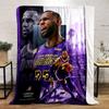"Basketball Star Purple Lakers Themed Design Flannel blanket for bedroom, living room, sofa, and nap