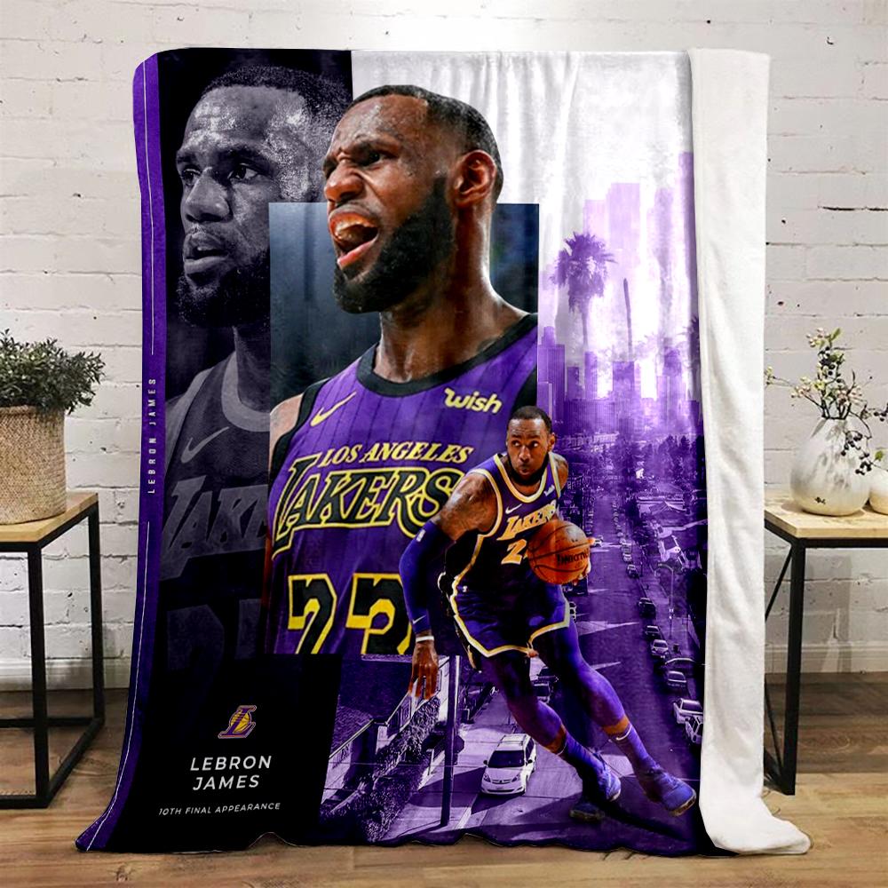"Basketball Star Purple Lakers Themed Design Flannel blanket for bedroom, living room, sofa, and nap