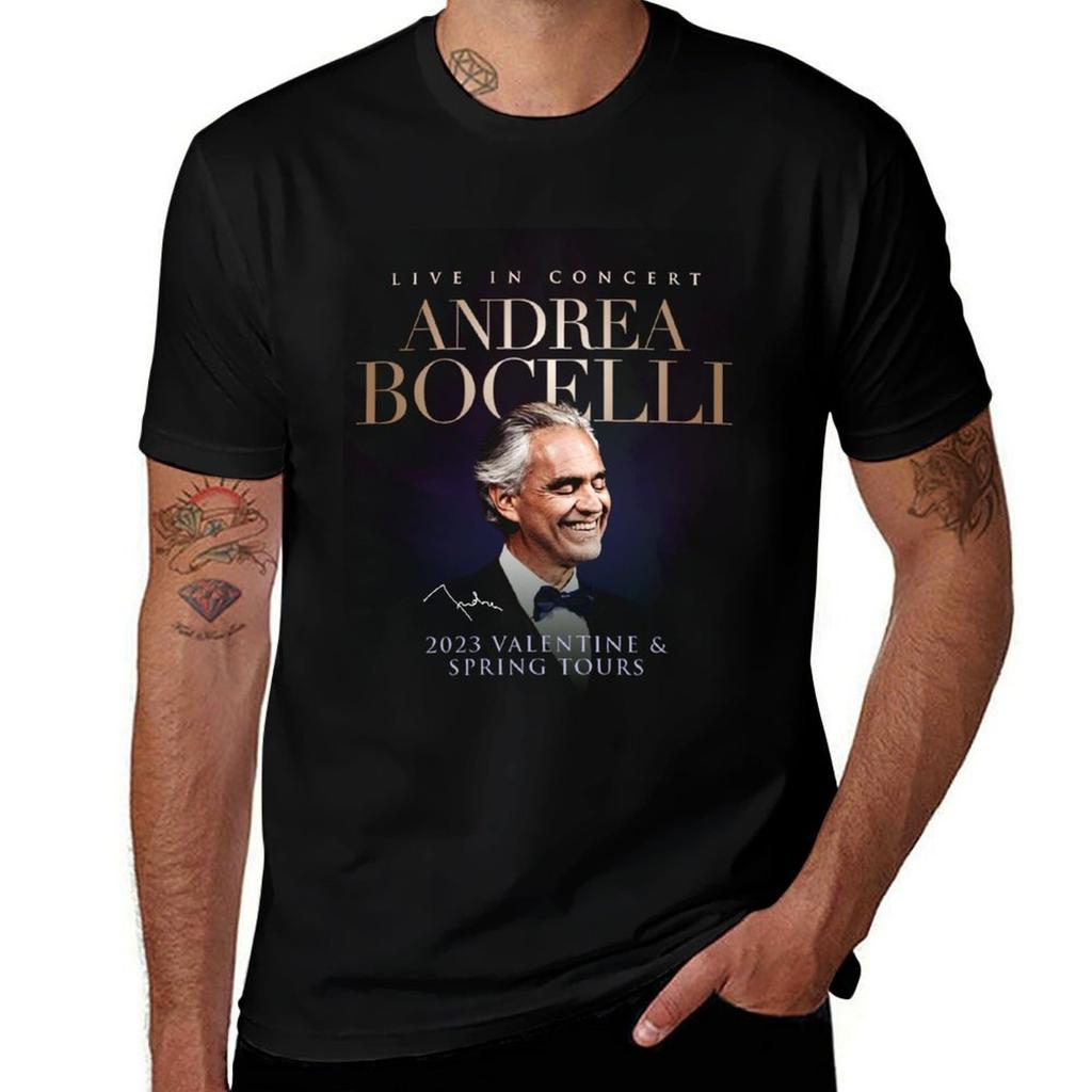 Andrea Bocelli Valentine Spring Tours with Signature TShirt Work Wear Lightweight Tee