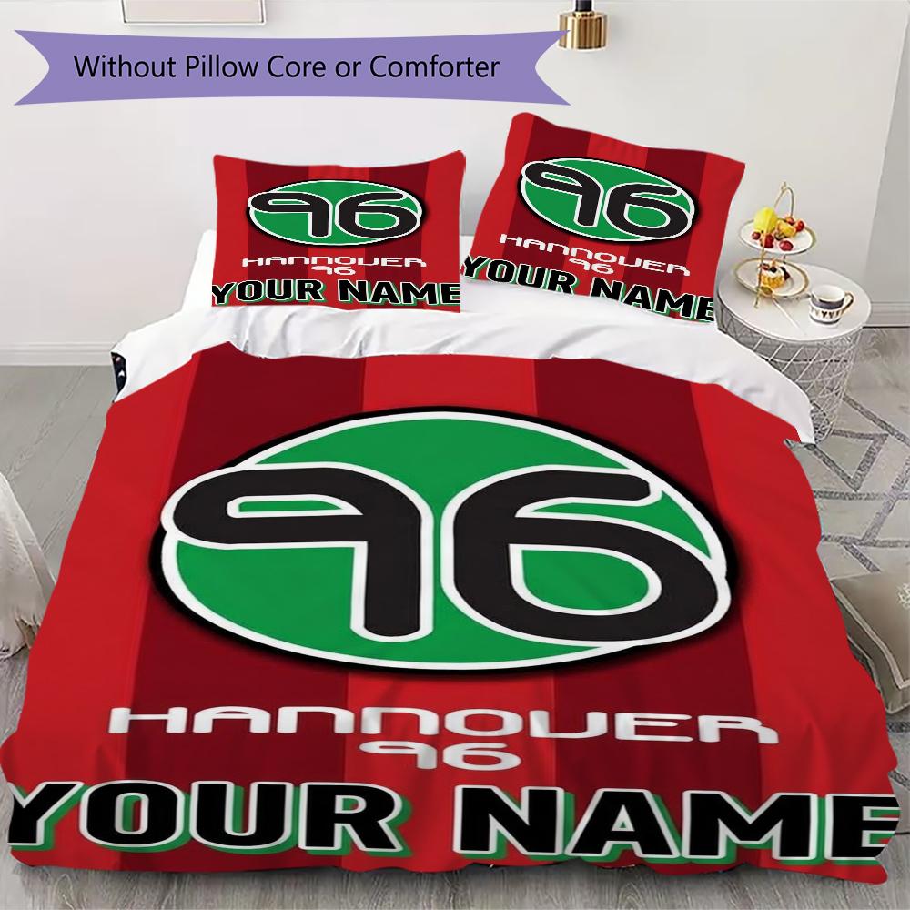 Custom Name Hannover 96 Pattern Bedding uilt Set uilt Cover Pillowcase Home Decoration Birthday Gift (1*duvet cover+2*pillowcase without core)