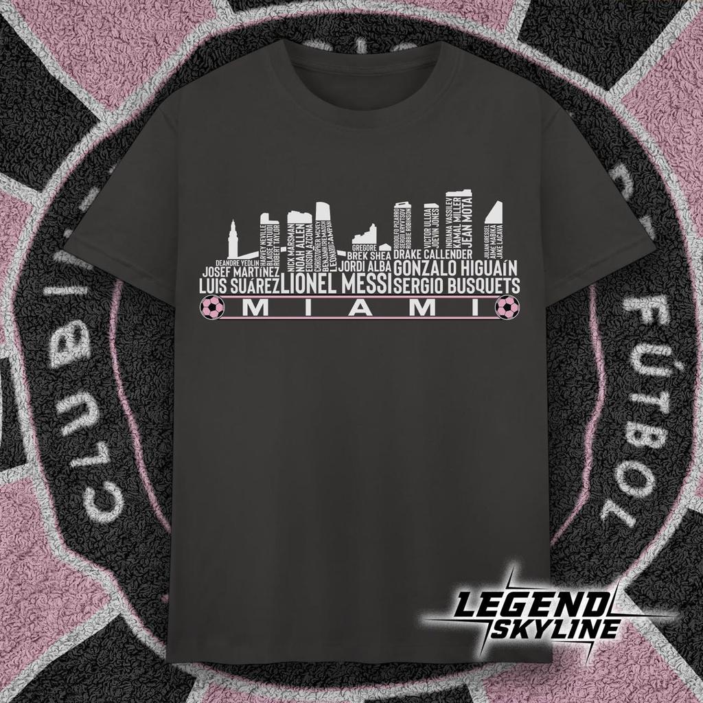 Miami Soccer Greatest Of All Time Team Legends, Miami City Skyline Shirt and kids tshirt