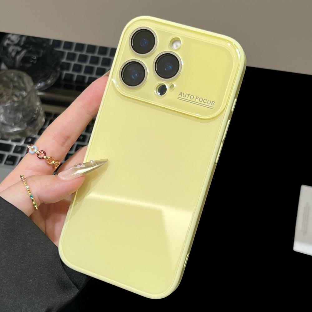 Crystal Glass Case For For Iphone 16 15 14 13 12 11 Pro Max 16Pro 16Promax Plain Color Candy Bumper Glossy Cover