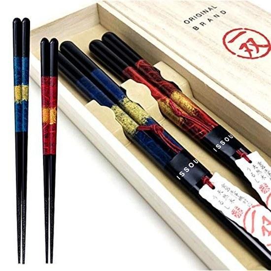 pair gift chopsticks set bento stylish made Japan domestic (Washi Kurodragon)