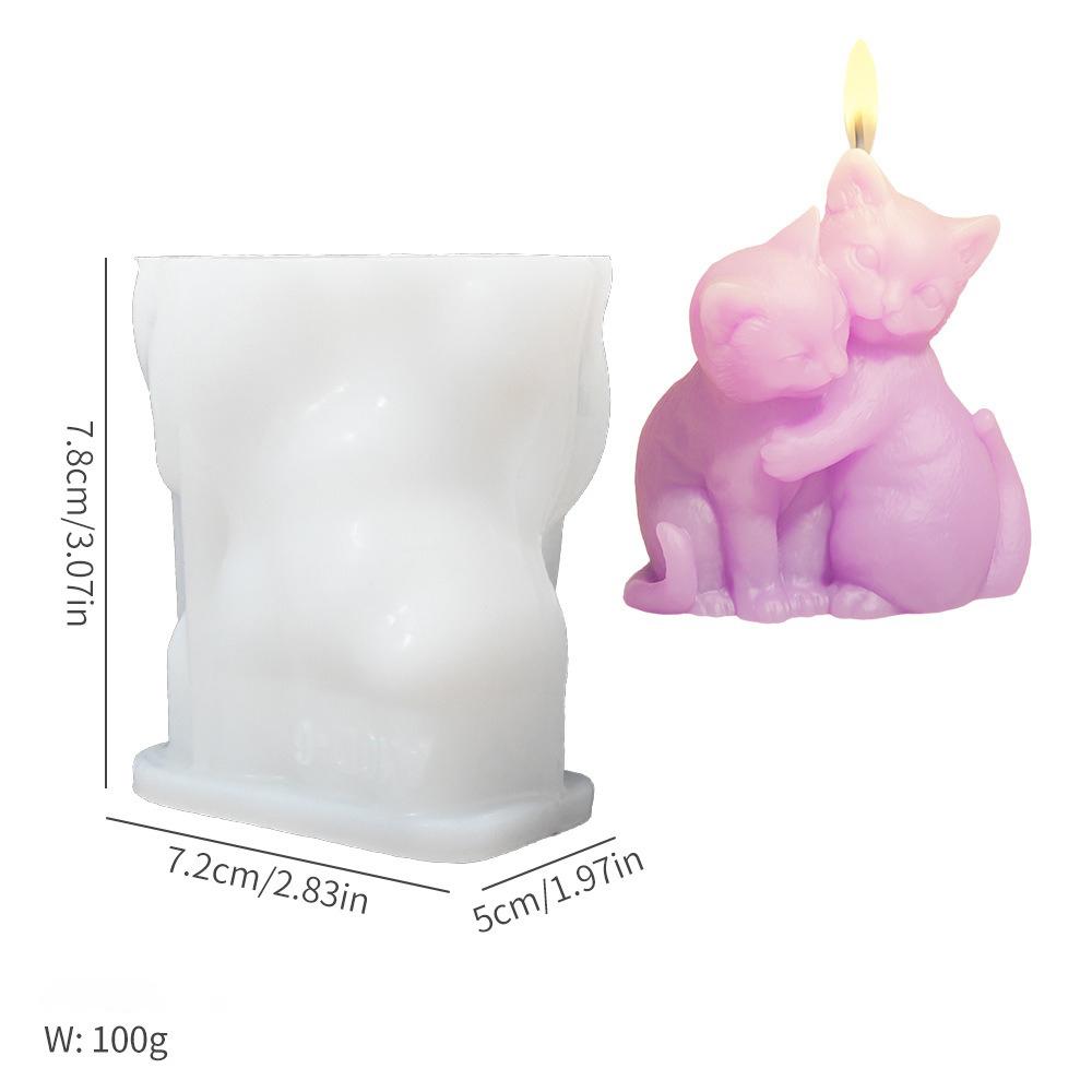 3D Embracing Kittens And Puppies Candle Mold DIY Parent Child Home Decoration Pet Gypsum Dropping Glue Animal Silicone Mold