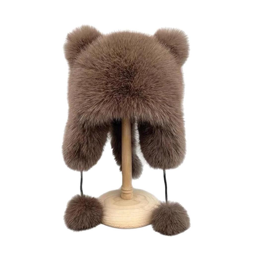 Утепленная зимняя шапка с хвостом енота: Искусственный мех лисы в стиле Лей Фэн с защитой ушей