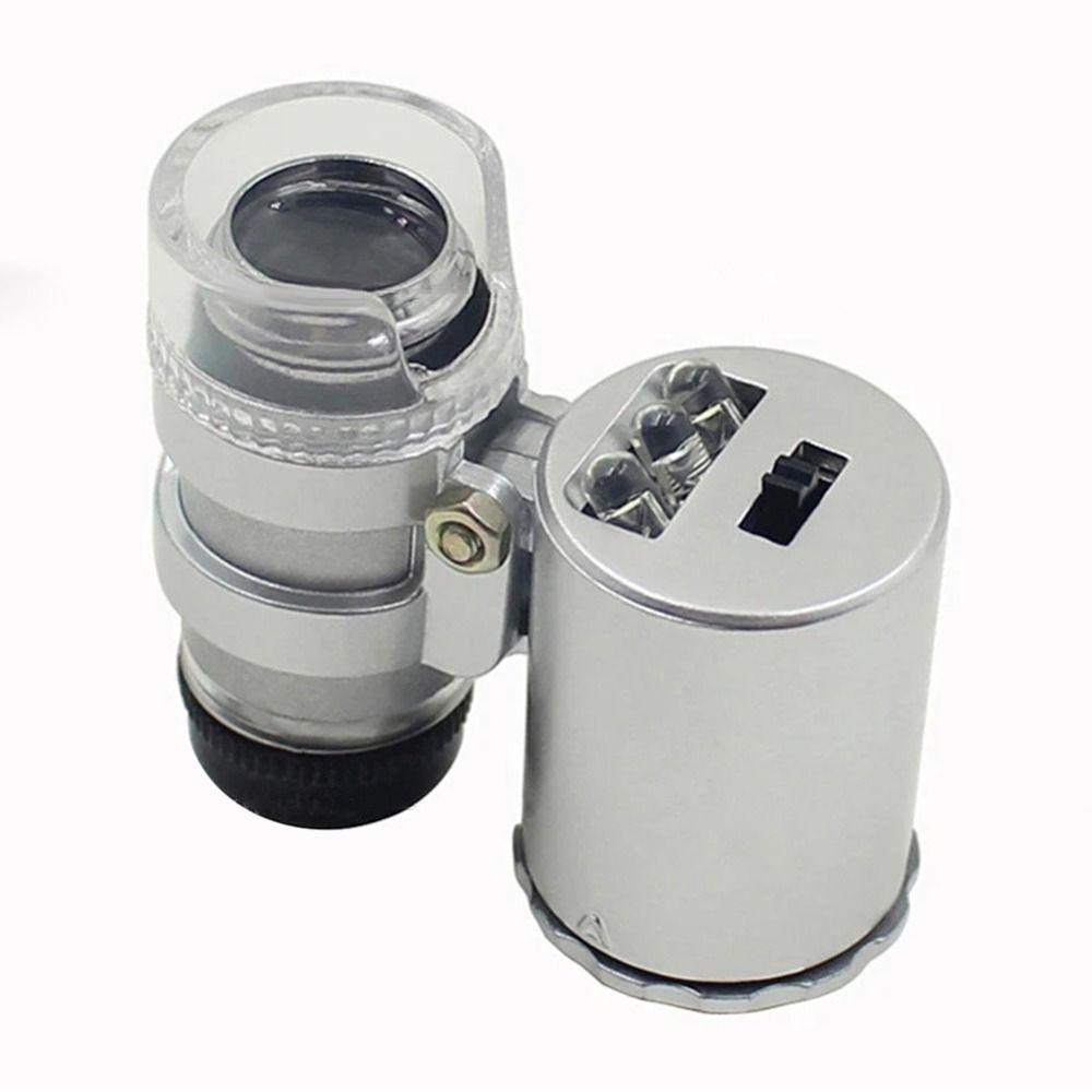 Portable Mini Pocket Handheld Illuminated Microscope Magnifying Glass 60X Jeweler Magnifier
