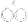 [R3535] - Silver Hoop Earrings 'Choréographie' (rhodium) - 30 Mm (double)