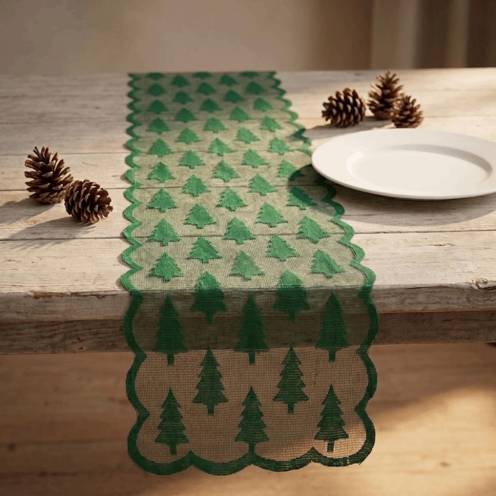 Flower Christmas Table Flag Lace Xmas Tablecloth Gift Christmas Tree Table Runner New Year