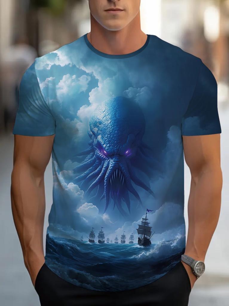 Funny Coffee Chicken T-shirt Men 3D Cartoon Rooster Print Short Sleeve Casual Summer Tops Men's Clothes