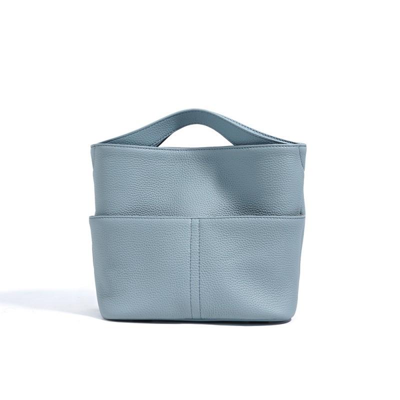 High End Fashion Handheld Versatile Bucket Bag Genuine Leather Simple Handbag Shoulder Crossbody