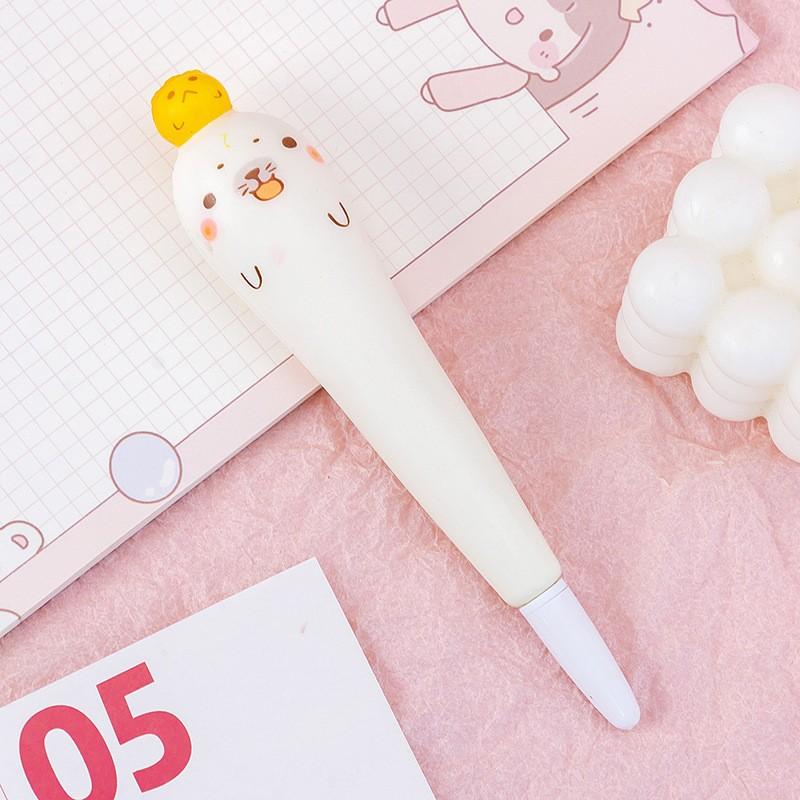 Cute Cartoon Fruit Animal Decompression Gel Pen Creative Fun Kid Soft Elastic Pinch Pen Student Stationery School Supplies