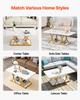 Coffee Table, Modern Faux Marble Coffee Table, Large 2-Tier Rectangle Center Desk with Geometric Legs, Minimalist Sturdy Metal Frame Accent End Desk