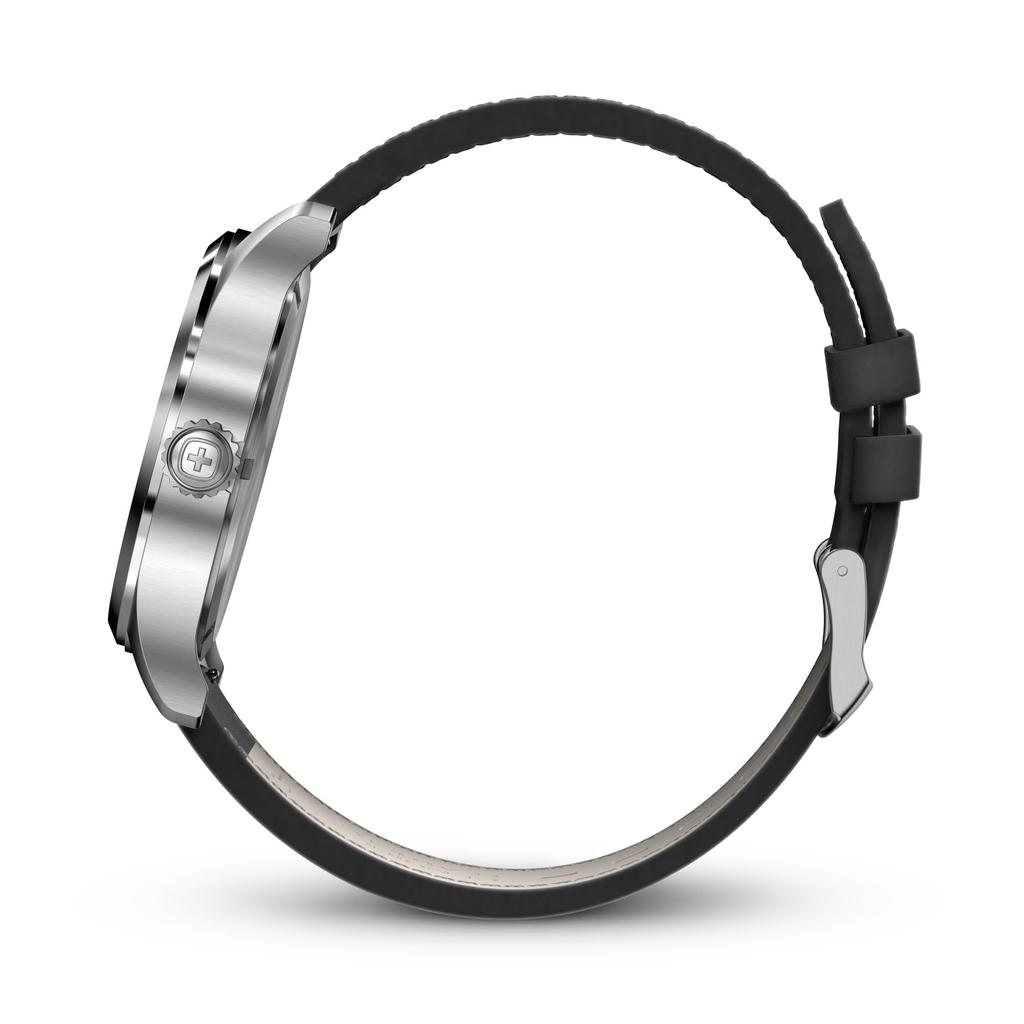 Wenger Часы TERRAGRAPH Корпус из нержавеющей стали Черный циферблат Черный кожаный ремешок Кварцевые Водонепроницаемость 100 м Подарок Аналоговые Мужские (316L) [] 01.0541.121