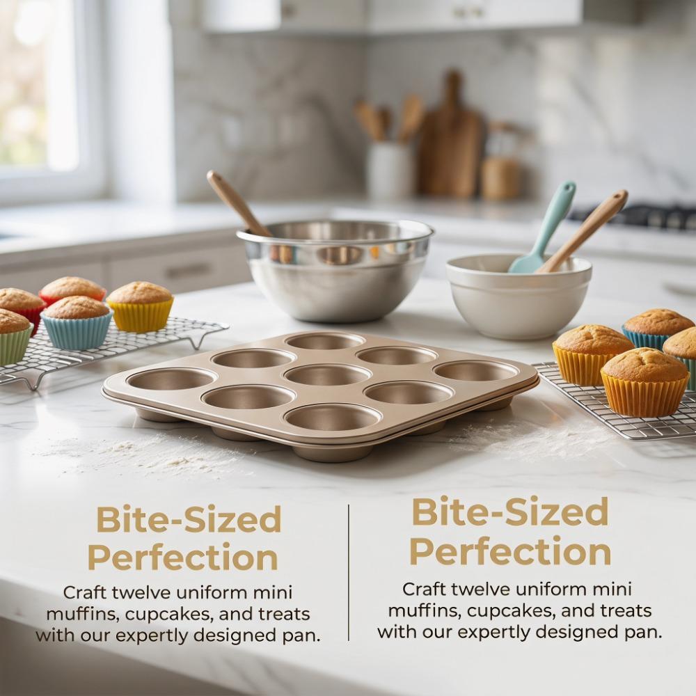 Carbon Steel Cupcake Tin 12-Cup Design Baking Pan Tea Cakes Bakeware Tray  Home Baking