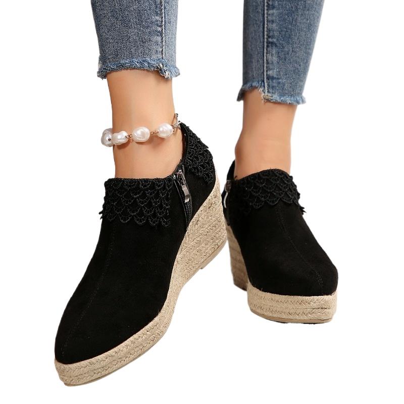 Женская обувь 2024 года, горячая распродажа, Рим, женские туфли на высоком каблуке, повседневные туфли-лодочки на платформе, женские туфли на шнуровке с боковой молнией на танкетке, женская обувь для активного отдыха Zapatos