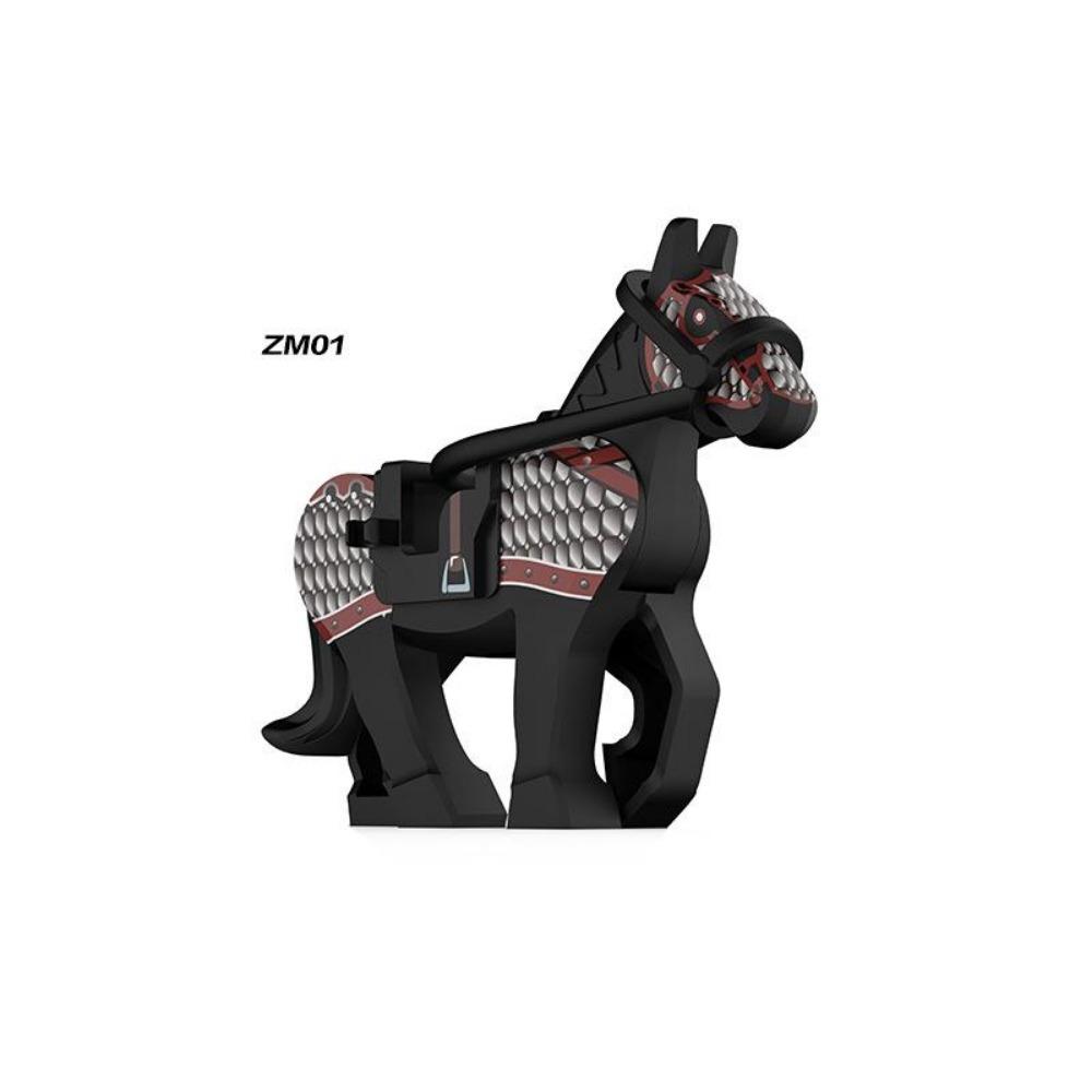 Single Sell Medieval Knight War Horses Wolves Tiger Bears Deer Dragon Animal Decorative Toy Moc Building Block Rope Saddles K039
