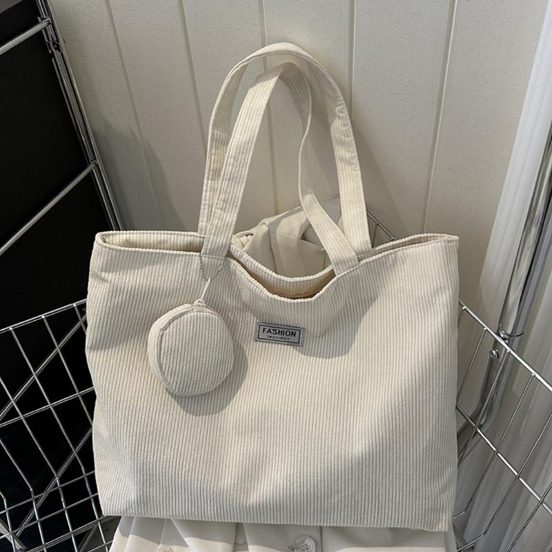 Women's Corduroy Shoulder Bag Large Capacity Handbags for Women Commuting Tote Bag Female Handbag Carry A Purse