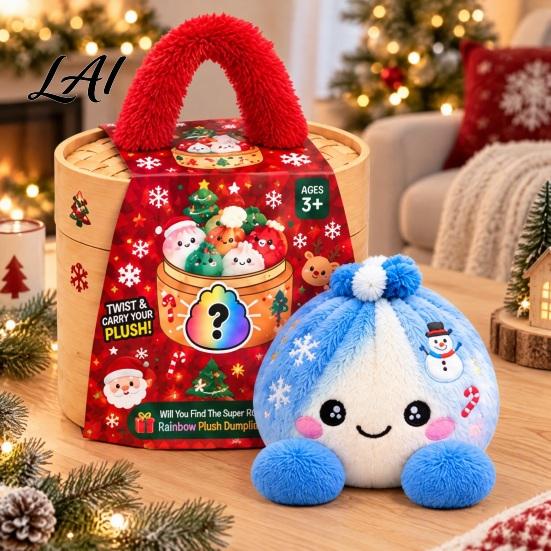 Office Desk Stress Reliever Christmas Plush Dumpling Toy with Steamer Giant Squeeze for Decoration Relief Stuffed Plushie Home Holiday