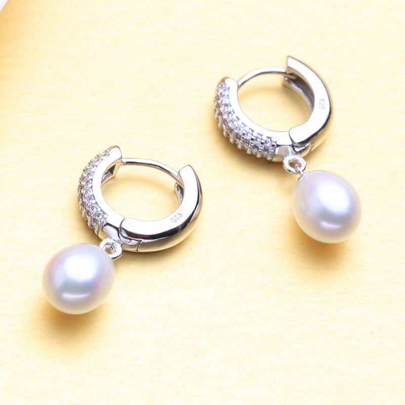 LSOOYH серьги-кольца с кубическим цирконием, ювелирные изделия с жемчугом, серьги с натуральным пресноводным жемчугом для женщин