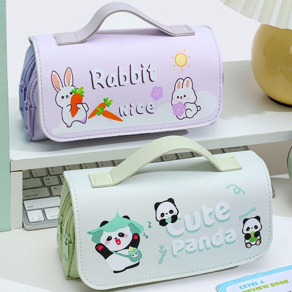 Многослойный пенал Капибара/Панда/Свинья/Кролик Канцелярская сумка Портативный пенал для ручек Студент