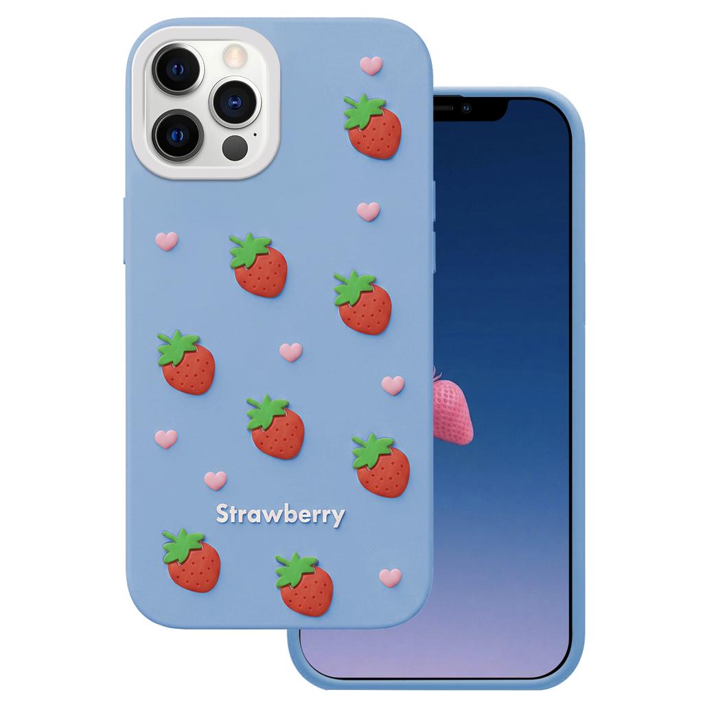 Nakładka Strawberry Do Iphone 12 / 12 Pro 6,1" Niebieska