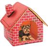 Waterproof Pet House for Dogs and Cats, Red Portable Brick Dog House Foldable and Removable Washable Pet Bed for Puppies All-Year Use