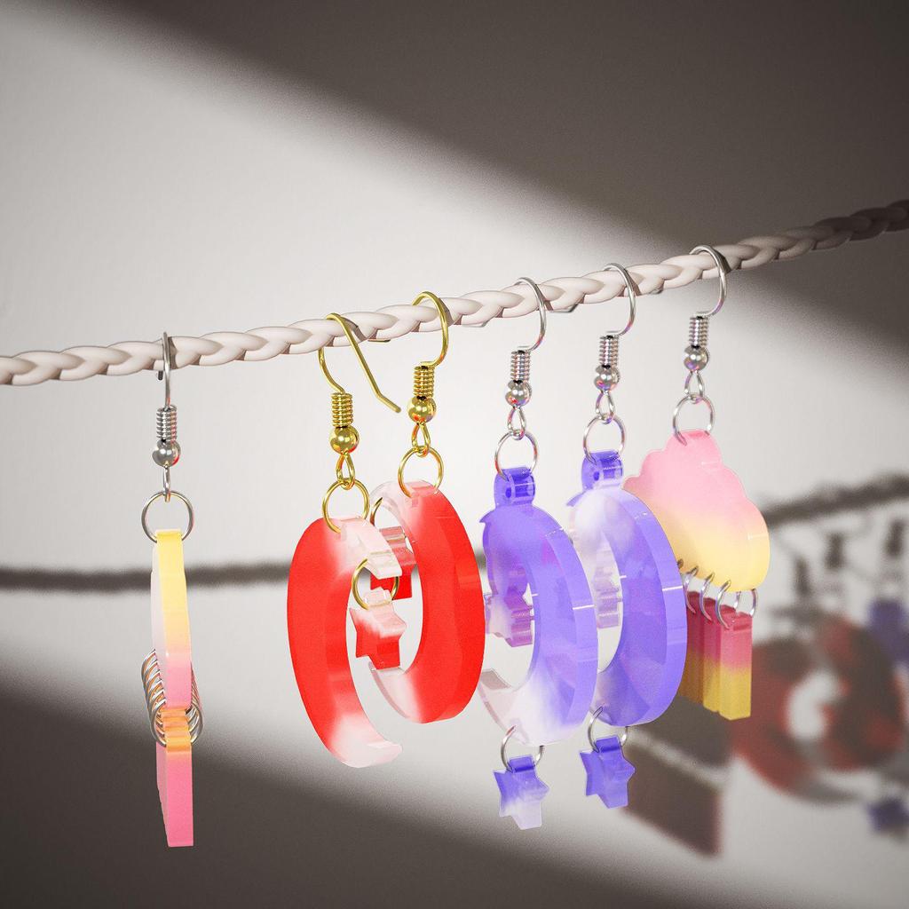 DIY Форма из Эпоксидной Смолы 'Мак' для Подвесок и Серёг в Виде Зонта, Луны, Облаков, Планеты и Молнии