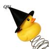 Yellow Duck Christmas Ornament Halloween Tree Topper, Small Witch Topper with Vivid Metal Spring Base for Gothic Home Decor, Holiday Party Supplies
