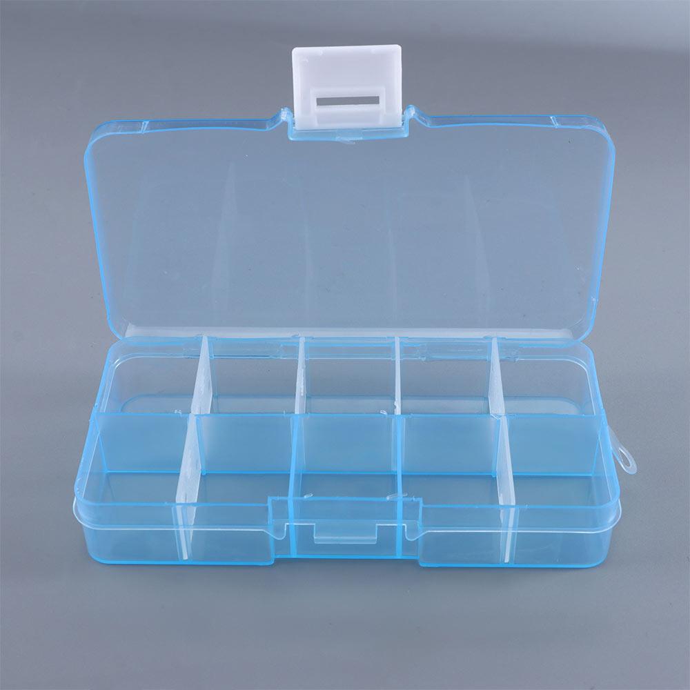 Storage Case Detachable Plastic Square Fishing Tackle Box Fishing Box 10 Compartments Storage Box