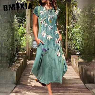 Платья весна-лето Цвет Женские О-образные вырезы Повседневные платья с коротким рукавом