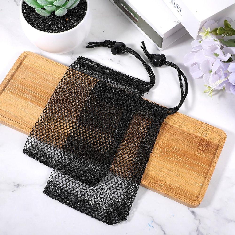 with Cord Lock Closure Small Mesh Bags Durable Black Pouch Mesh Drawstring Bags for Beach Games