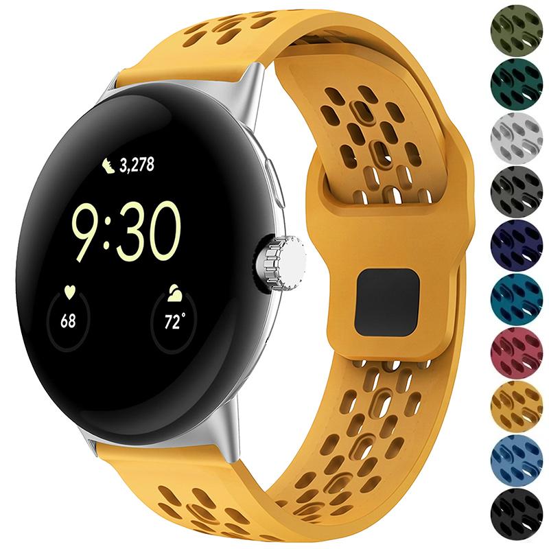 Дышащий спортивный силиконовый ремешок для Google Pixel Watch 4 3 45мм 41мм, сменный мягкий браслет для Pixel 2 1 41мм умных часов