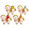 1/4Pcs Cartoon Horse Statue Rotatable Golden Ingot Gourd Money Bag Lucky Pony Figurine Home Office Desktop Feng Shui Decoration Ornament
