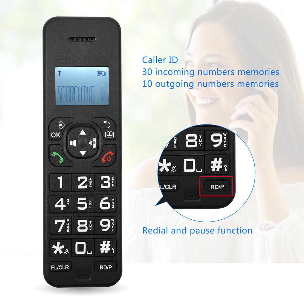 Bisofice D1002B Cordless Phone with Answering Machine Caller ID/Call Waiting 1.6 Inch Backlight LCD