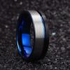 Trendy 8mm Multicolor Titanium Steel Rings for Men Thin Blue Groove Beveled Edge Stainless Steel Men Ring Wedding Band Jewelry
