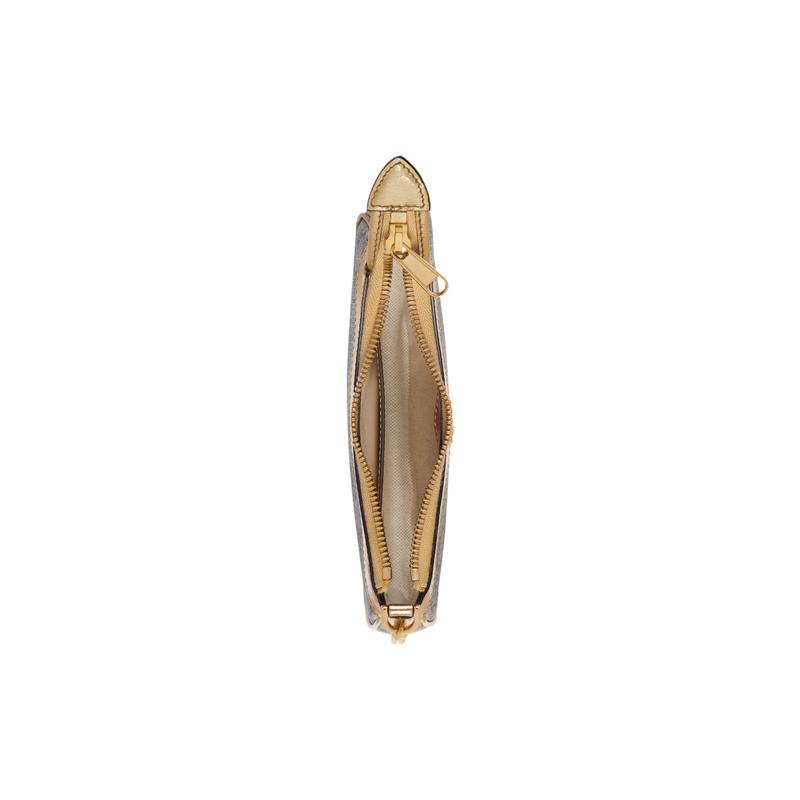 Gucci Ophidia Логотип Double G Застежка-молния Канва с кожаной отделкой Сумка для ношения в руке на плечевом ремне Мини Женская бежевая с эбеновым деревом