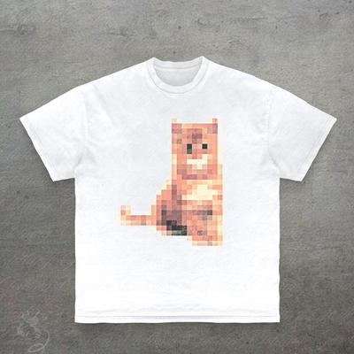 Графическая футболка Pixel Cat, Подарки для любителей кошек, Милая ретро-футболка с кошкой-геймером для мужчин и женщин, Забавная 8-битная кошка, Забавная унисекс футболка для геймеров