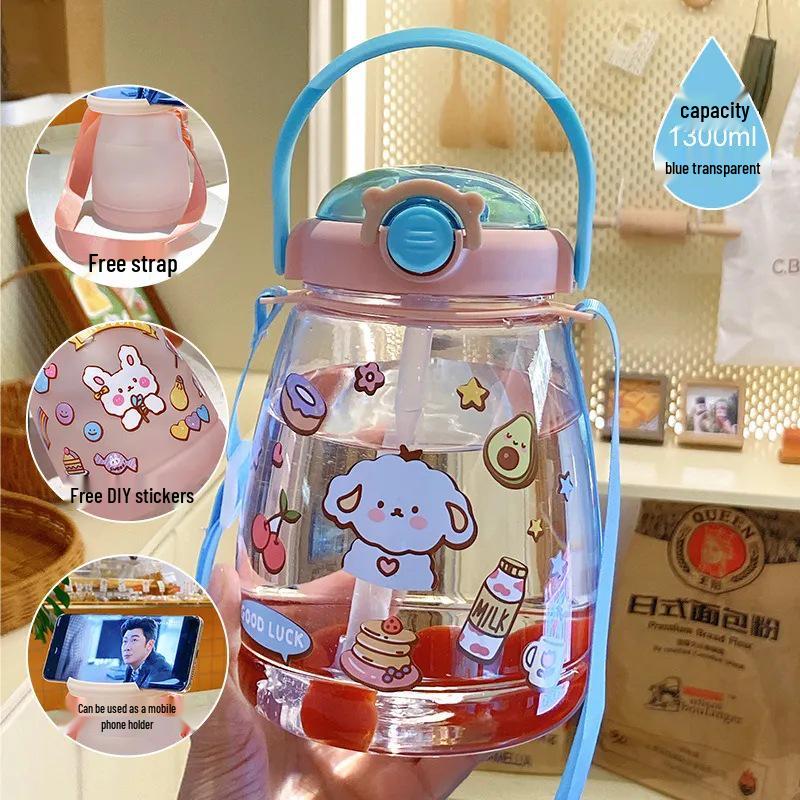 Пластиковый стакан для воды Big Belly с большой емкостью и трубочкой