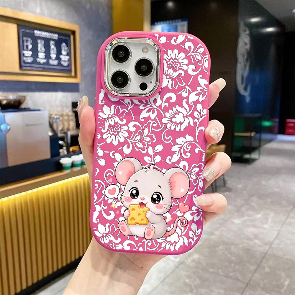 Phone Case: 2D flat design suitable for iPhone 18 17 16 15 14 13 Pro protective case, couple style, little mouse, Christmas and Halloween gift