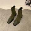 New Autumn Winter Woman Ankle Boots Fashion Fur Suede High Heel Short Boats Women Shoes Ladies Elegant Square Toe Roma Bootties