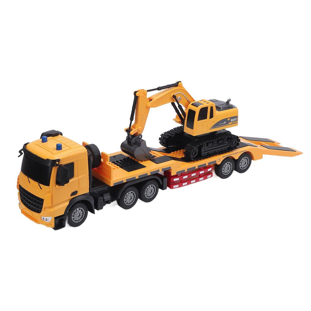 RC Semi Truck Excavator Toy Set Educational Dual Remote Control Powered Battery 2 in 1 Construction