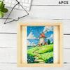 6x Wooden Panel Boards Square,Decorative Frame Unfinished Wood Canvas Panels 8inch for Kids